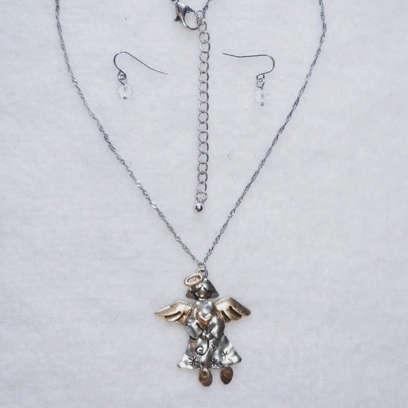 Viola Rustic Mixed Metal Angel Earrings Two-tone - Picture 3 of 11